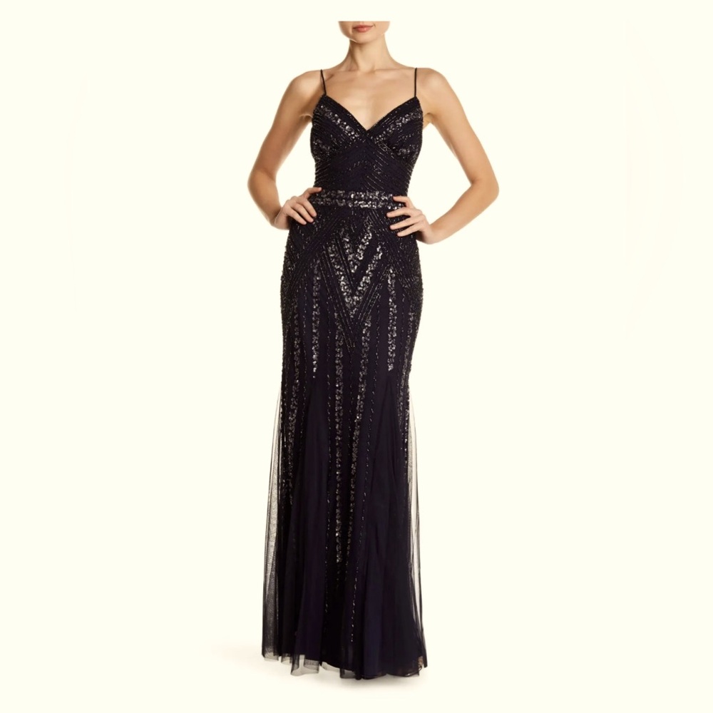 Elegant Black Sequin Evening Gown